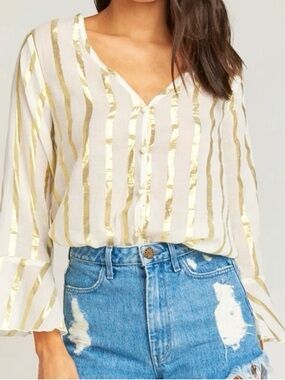 Show Me Your MuMu Gold Stripe Blouse
